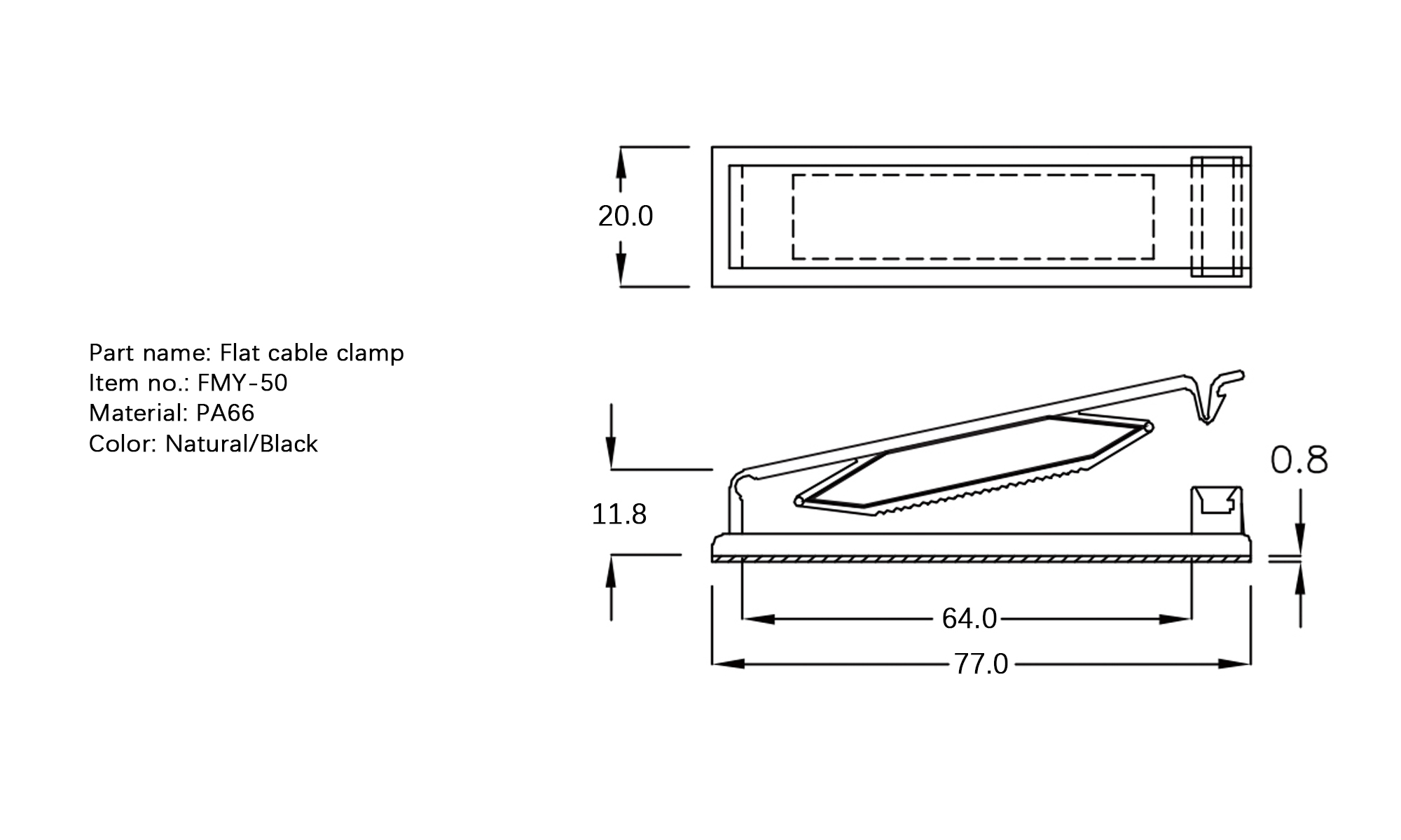 Plastic Flat Cable Clamp FMY-50